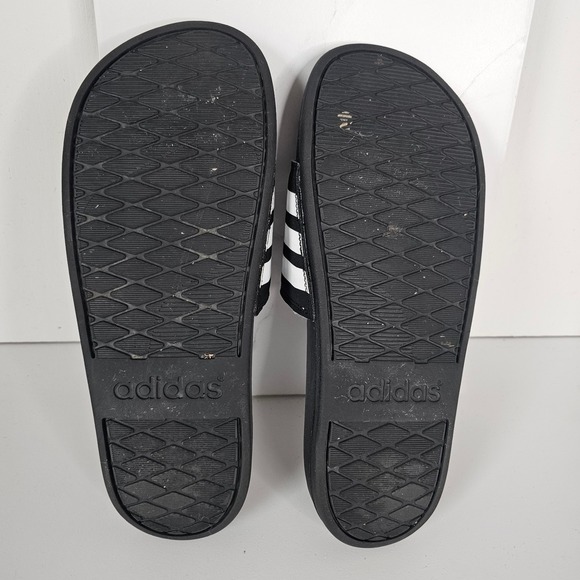 Adidas Adilette Comfort Slides Black White Three Stripe Logo Women US 7 Swim - Picture 7 of 10